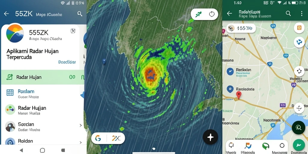 Tampilan antarmuka aplikasi Radar Hujan 555ZK yang informatif dan mudah digunakan.