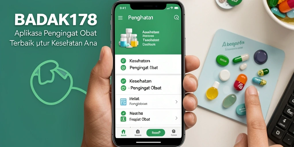 Antarmuka pengguna BADAK178 untuk pengingat obat yang efektif.