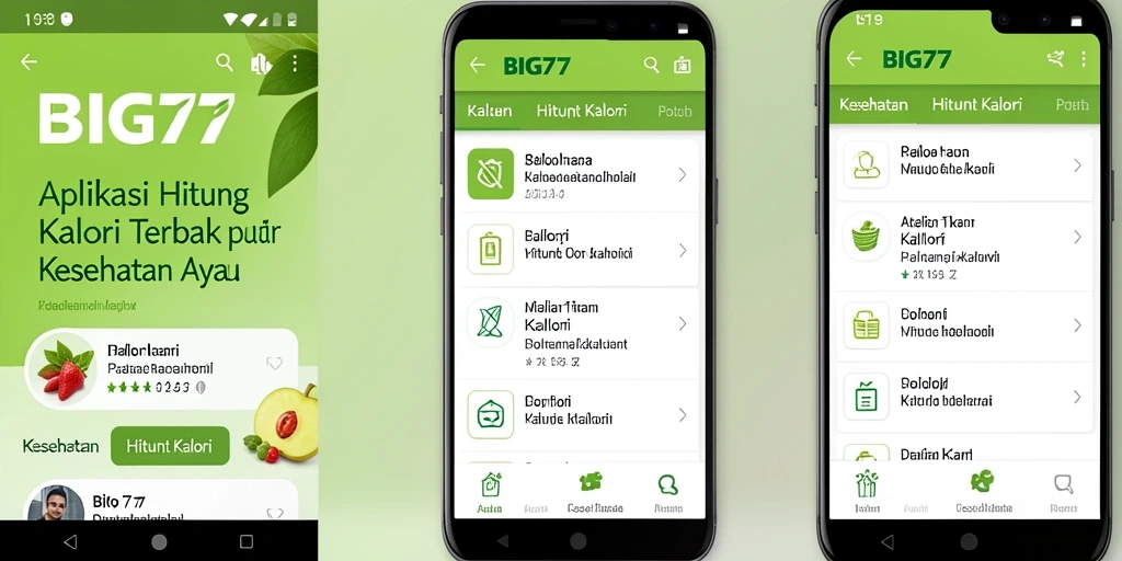 Tampilan antarmuka aplikasi Hitung Kalori BIG77 yang menarik.