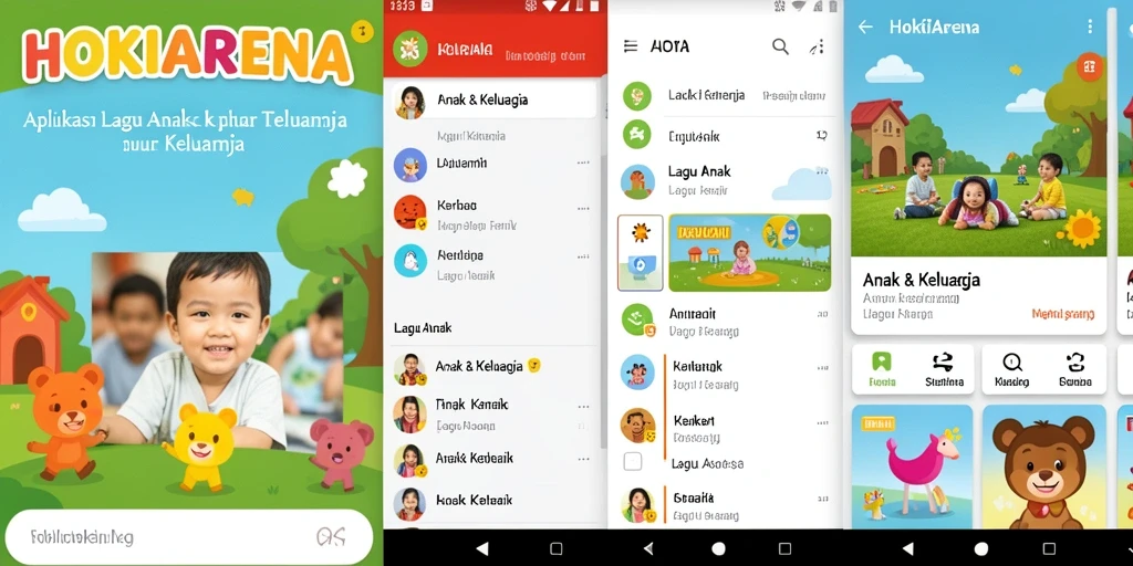 Tampilan antarmuka aplikasi HOKIARENA dengan pilihan lagu anak yang ceria