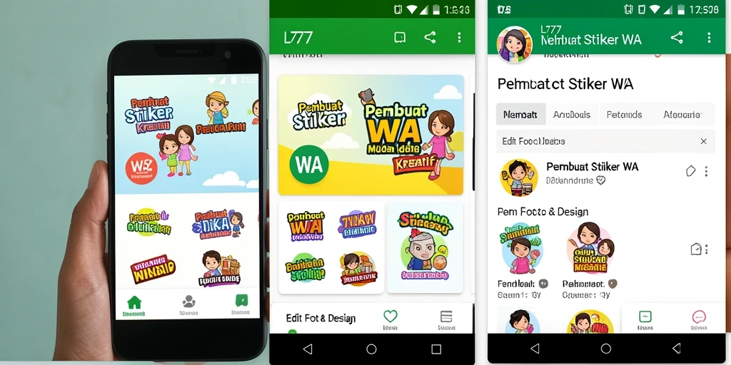 Antarmuka utama L777 untuk membuat stiker WA yang kreatif.