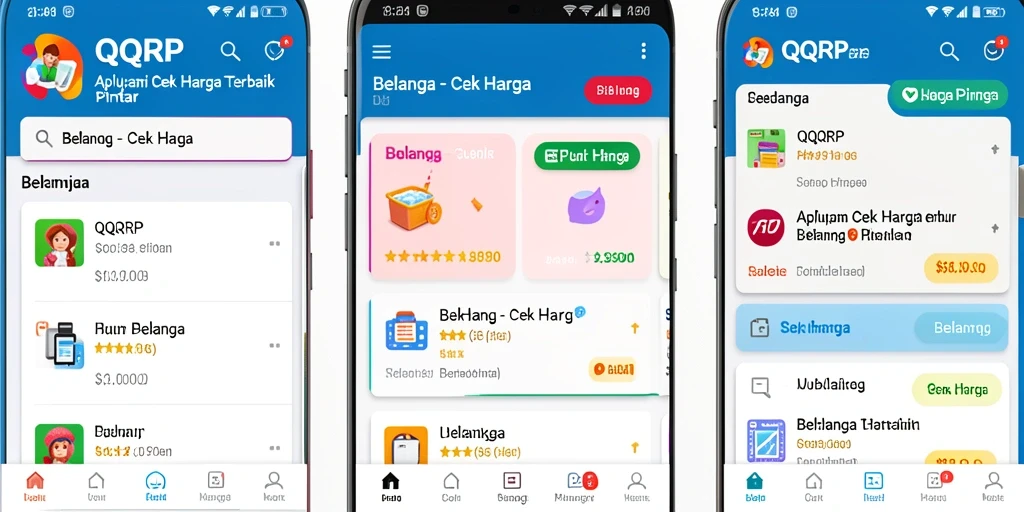 Antarmuka aplikasi QQRP yang menampilkan fitur Cek Harga.