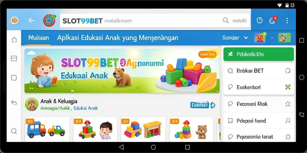 Antarmuka SLOT99BET yang cerah dan interaktif untuk anak-anak.