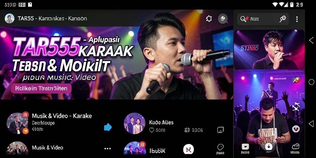 Screenshot aplikasi TAR555 menampilkan antarmuka karaoke yang intuitif dan menarik.