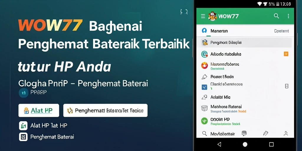 Screenshot WOW77 menampilkan antarmuka penghemat baterai yang intuitif.
